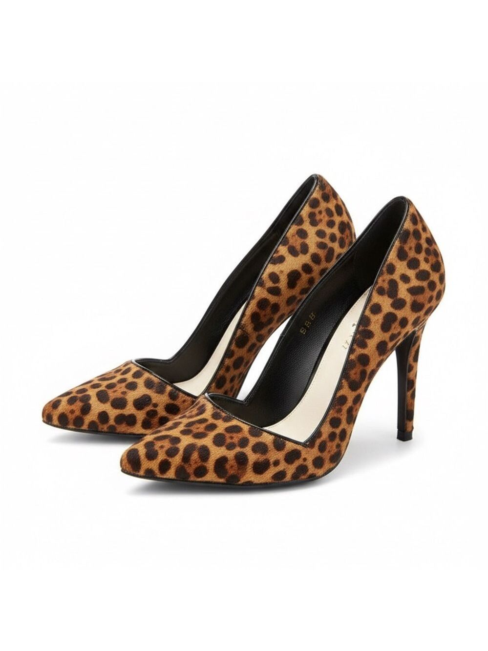 Alice + Olivia Dina Leopard Calf Hair Whipstitch Heels Pumps 37.5 US 7.5 EUC